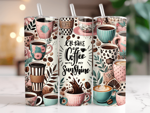 20oz Coffee Lover Floral Tumbler Wrap