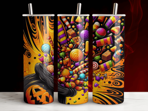 20oz Sweet Candy Corn Tumbler Wrap PNG