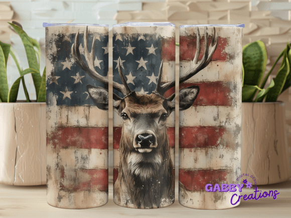 American Flag Buck Deer Tumbler Design