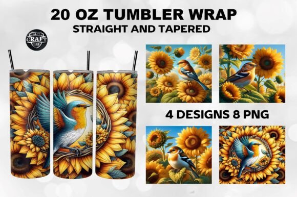 Bird with Sunflowers Tumbler Wrap 20oz