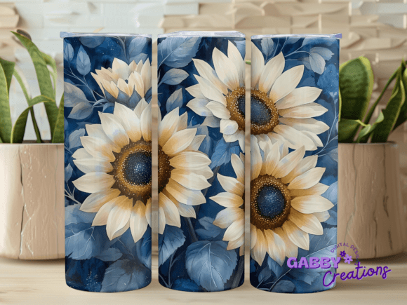 Blue Coquette Sunflower Tumbler Design