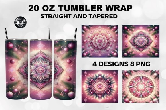 Christmas Pink Stained Glass Tumbler PNG