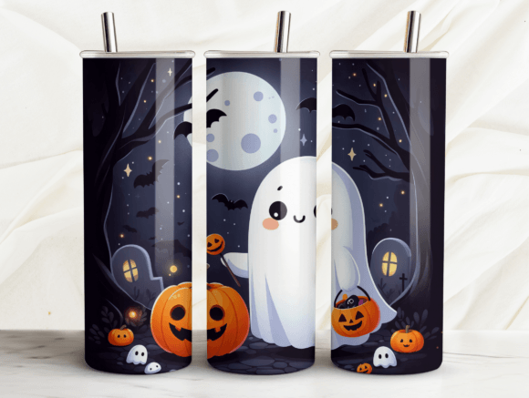 Cute Ghost Halloween Tumbler Wrap PNG Review
