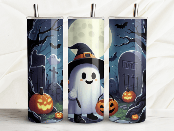 Cute Halloween Ghost Tumbler Wrap PNG Review
