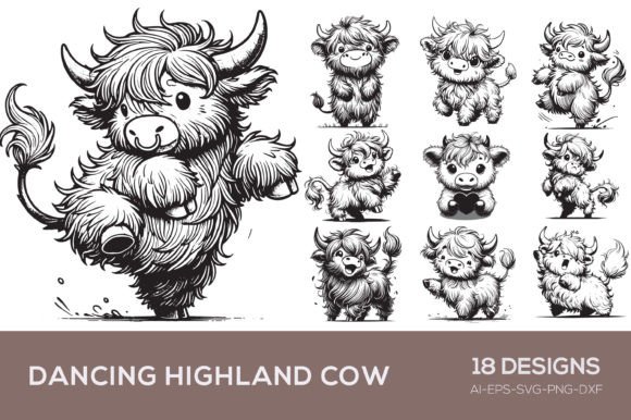 Dancing Highland Cow Svg Bundle Design Review