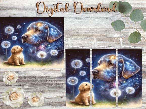 Dandelion Dog Puppy Tumbler Background