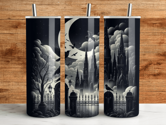 Gothic Graveyard Tumbler Wrap Design