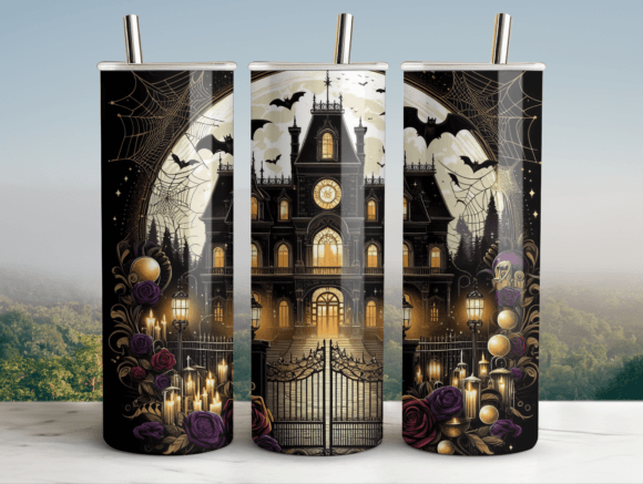 Halloween Mansion Glam 20oz Tumbler PNG