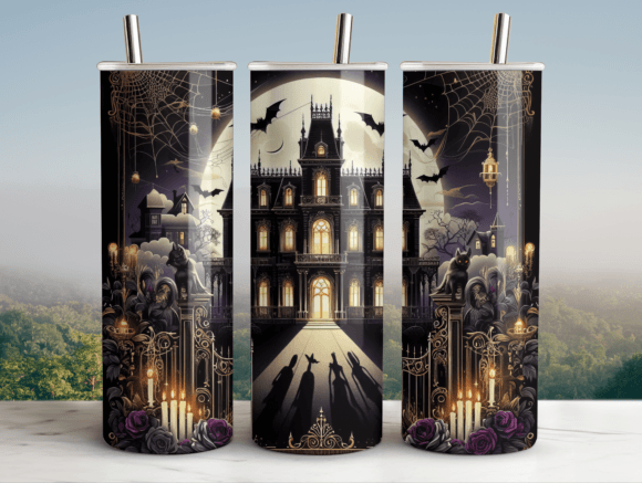 Halloween Mansion Glam Tumbler 20oz Wrap