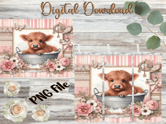 Highland Cow Tub Tumbler Background