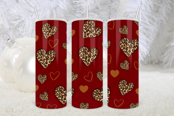 Leopard Hearts Valentine Tumbler Red
