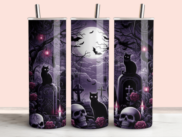 Mystic Halloween Black Cat Tumbler PNG Review