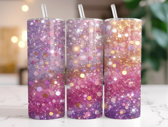Pink and Purple Glitter Gradient Tumbler