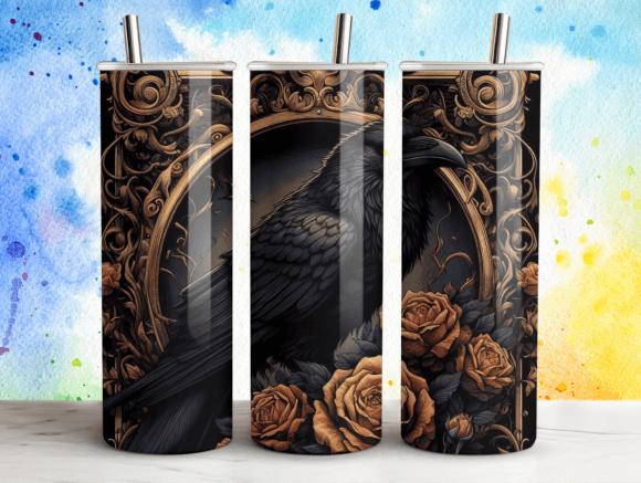 Raven and Roses Gothic Tumbler Wrap