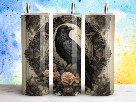 Raven Roses Tumbler Wrap for Halloween