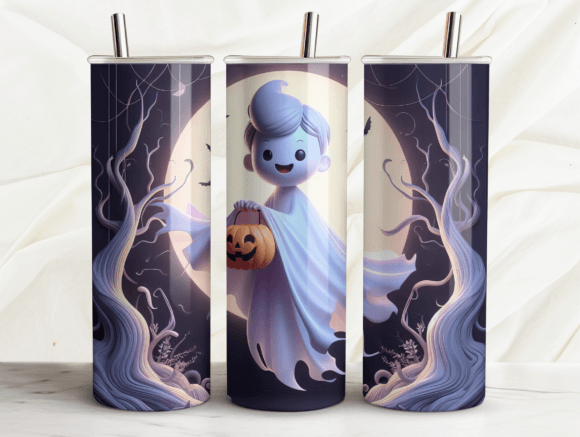 Spooky Boo Ghost Tumbler Wrap Halloween