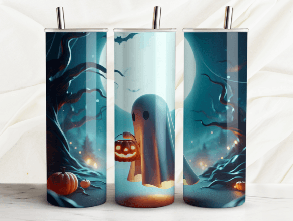 Spooky Halloween Ghost Tumbler Wrap PNG Review