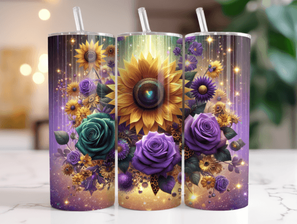 Sunflower Rose Floral Tumbler Wrap
